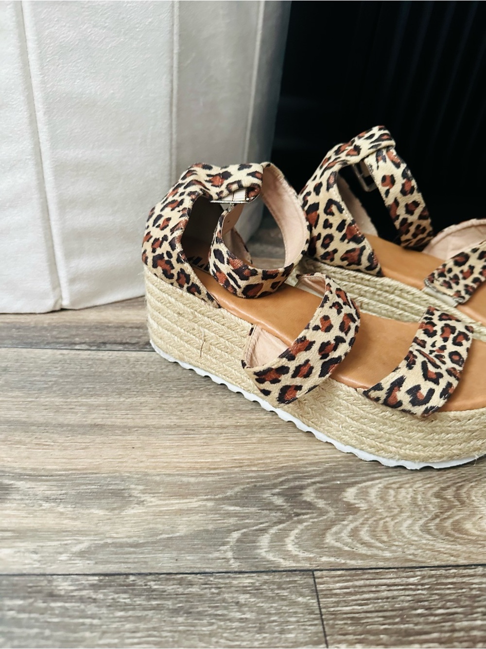 Leopard Print Platform Espadrille Sandals - Women